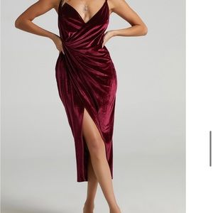 Velvet wedding guest dress
